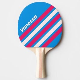 Pala De Ping Pong Retro Blue Crush Angled Striping with Name