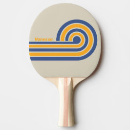 Pala De Ping Pong Retro Blue Crush Atardecer Rizado Rayas con Nombre