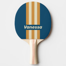 Pala De Ping Pong Retro Blue Wave Pin Stripes with Name