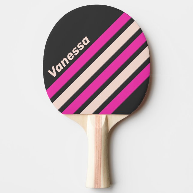 Pala De Ping Pong Retro Bubblegum Angled Striping with Name (Anverso)
