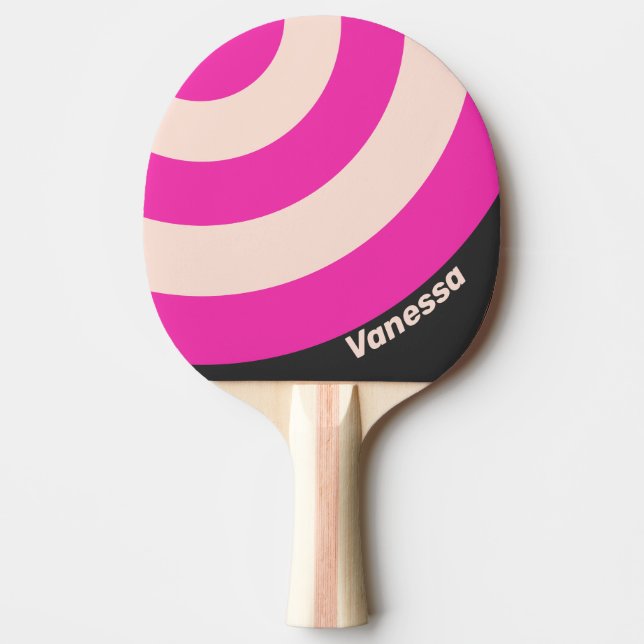 Pala De Ping Pong Retro Bubblegum Circle Stripe with Name (Anverso)