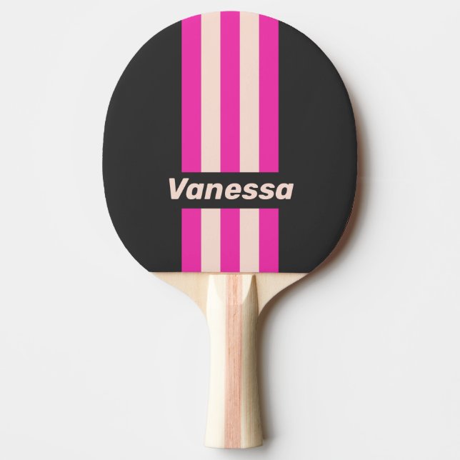 Pala De Ping Pong Retro Bubblegum Pin Stripes with Name (Anverso)