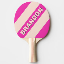 Pala De Ping Pong Retro Bubblegum Rayas Negritas con Nombre