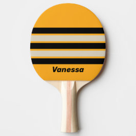 Pala De Ping Pong Retro Bumblebee Buzz Across Striping with Name