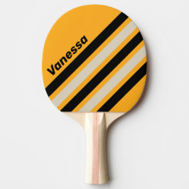 Pala De Ping Pong Retro Bumblebee Buzz Angled Striping with Name