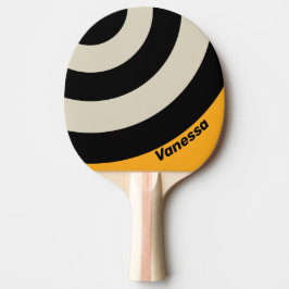 Pala De Ping Pong Retro Bumblebee Buzz Circle Stripe with Name
