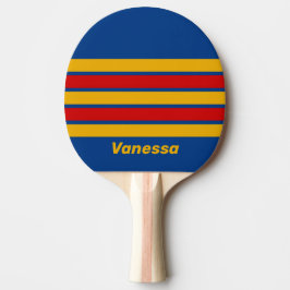 Pala De Ping Pong Retro Cálido a Rayas con Nombre