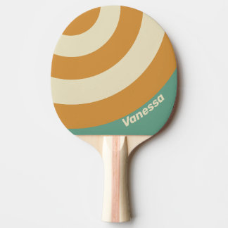 Pala De Ping Pong Retro Círculo de Musgo con Franja y Nombre