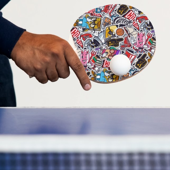 Pala De Ping Pong Retro College Vibes Ping Pong Paddle (in situ)