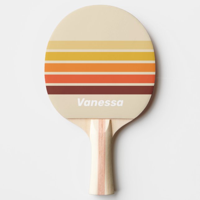 Pala De Ping Pong Rétro con Franjas y Nombre (Anverso)