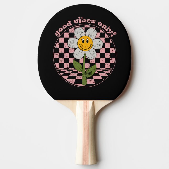 Pala De Ping Pong Retro Daisy de los años 70 | Sólo buenas vibracion (Anverso)