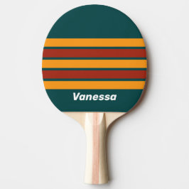 Pala De Ping Pong Retro Dark Teal Splash Across Striping with Name