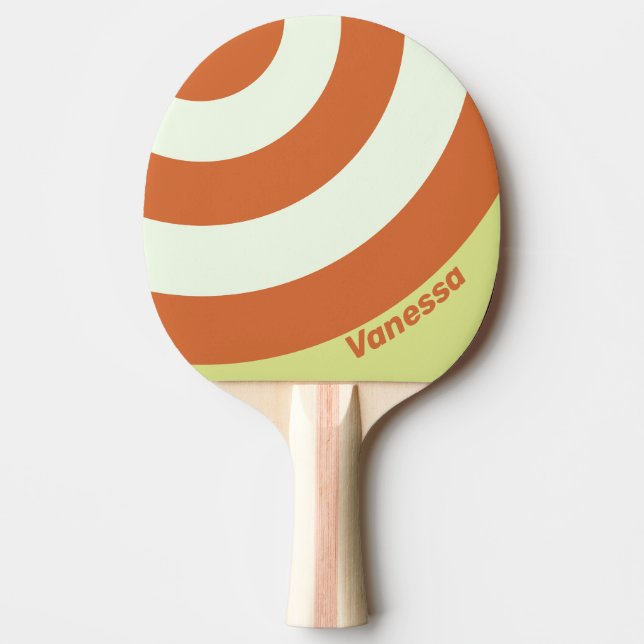 Pala De Ping Pong Retro Desert Cactus Circle Stripe with Name (Anverso)