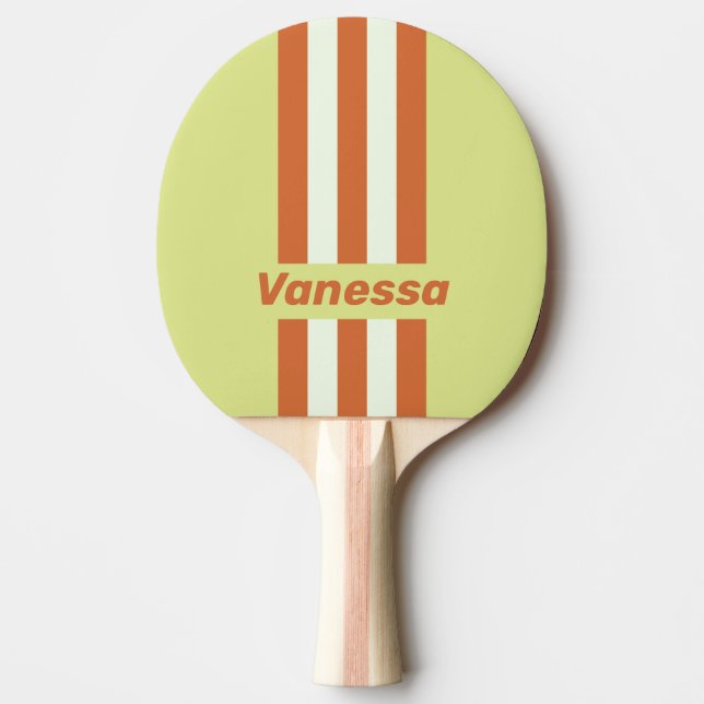 Pala De Ping Pong Retro Desert Cactus Pin Stripes with Name (Anverso)