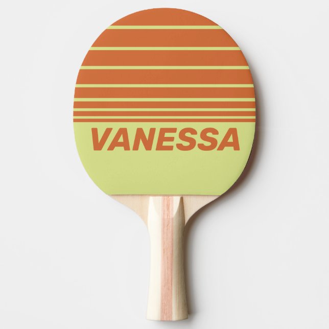 Pala De Ping Pong Retro Desert Cactus Three Horizon Stripe with Name (Anverso)