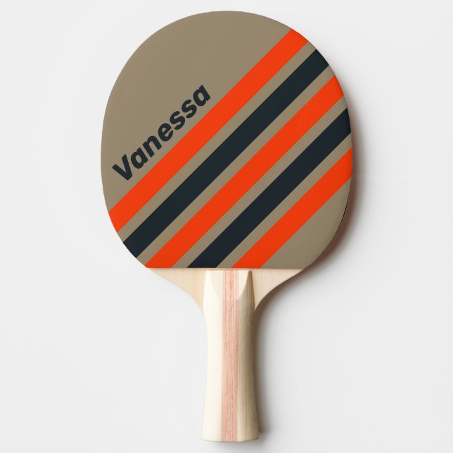 Pala De Ping Pong Retro Desert Meadow Angled Striping with Name (Anverso)