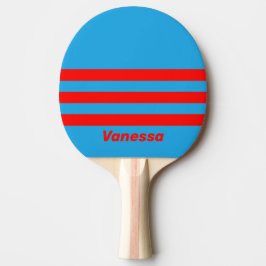 Pala De Ping Pong Retro Electric Blue Red Three Across Stripe & Name