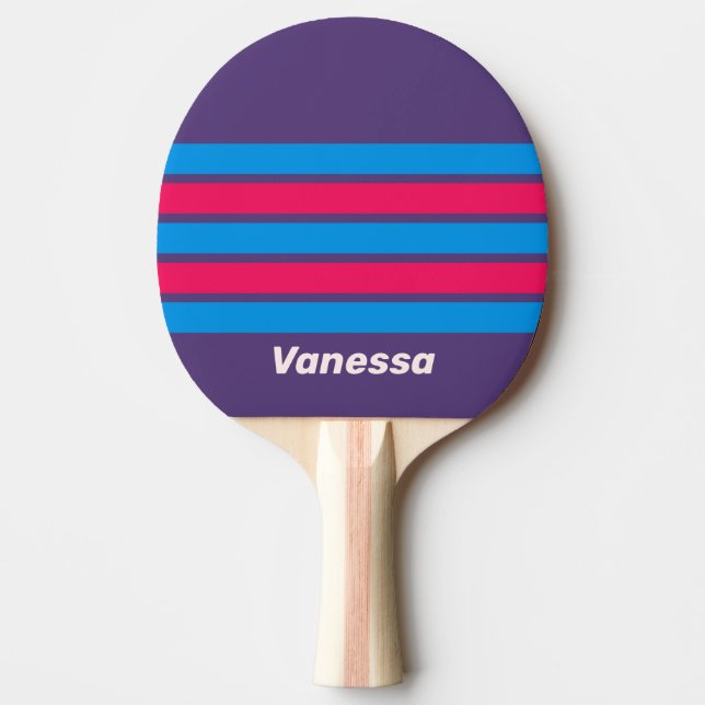Pala De Ping Pong Retro Electric Grape Across Striping with Name (Anverso)