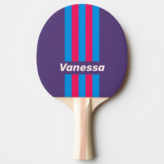 Pala De Ping Pong Retro Electric Grape Pin Stripes with Name (Anverso)
