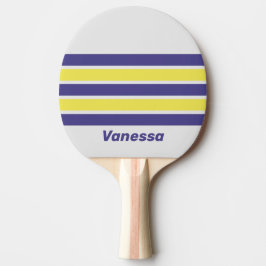Pala De Ping Pong Retro Electric Lemon Grape Across Stripe with Name