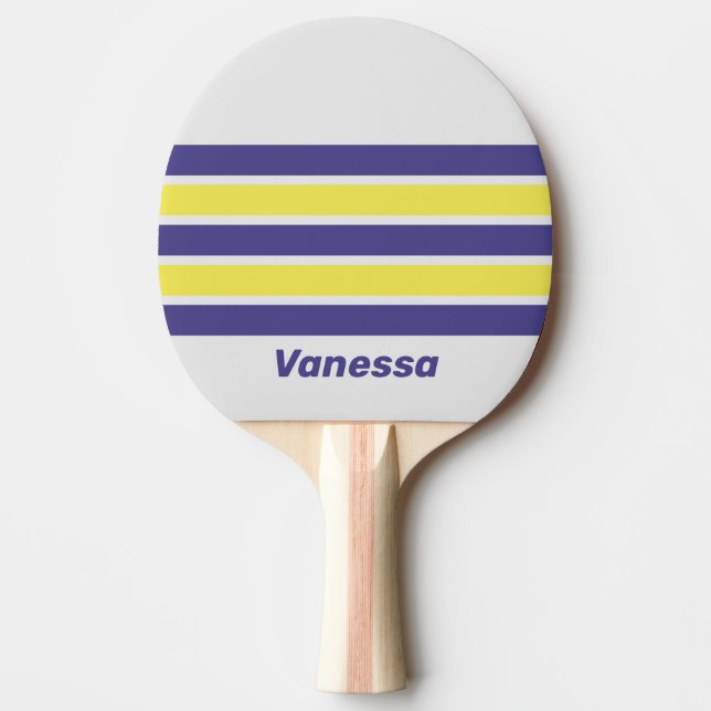 Pala De Ping Pong Retro Electric Lemon Grape Across Stripe with Name (Anverso)
