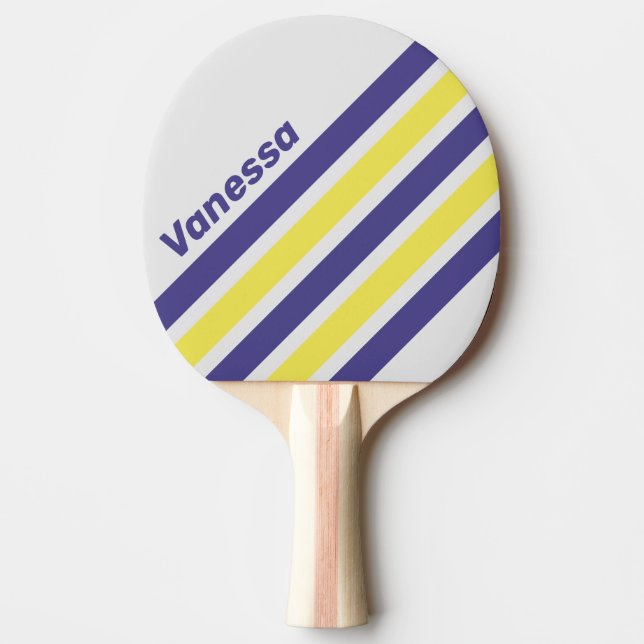 Pala De Ping Pong Retro Electric Lemon Grape Angled Stripe with Name (Anverso)