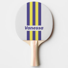 Pala De Ping Pong Retro Electric Lemon Grape Pin Stripes with Name