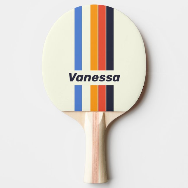 Pala De Ping Pong Retro Five Pin Striped with Name (Anverso)