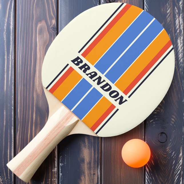 Pala De Ping Pong Retro Five Tablas de rayas con nombre (Subido por el creador)