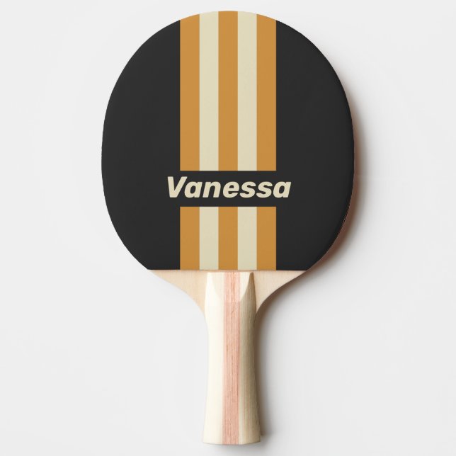 Pala De Ping Pong Retro Golden Horizon Pin Stripes with Name (Anverso)