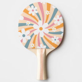Pala De Ping Pong Retro Groovy Colorido Sunshine Daisy Floral Hippie