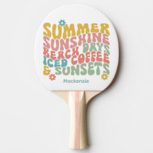 Retro Groovy Summer Pink Monograma Nombre