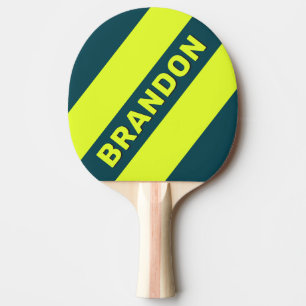 Pala De Ping Pong Retro HI VIS Amarillo Tres Franjas Negras con Nomb