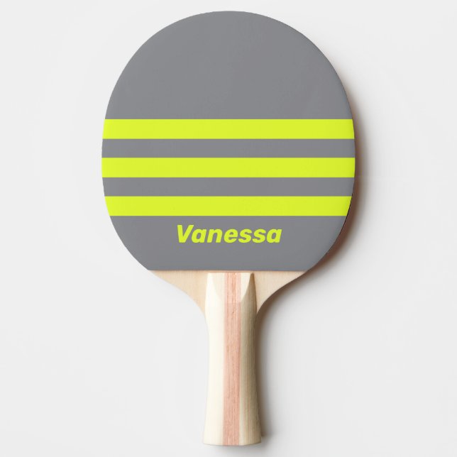 Pala De Ping Pong Retro HI VIS Three Across Striping with Name (Anverso)