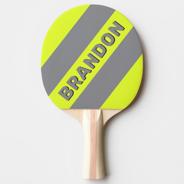 Pala De Ping Pong Retro HI VIS Tres bandas negrita con nombre (Anverso)