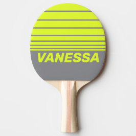 Pala De Ping Pong Retro HI VIS Tres Franjas Horizontales con Nombre