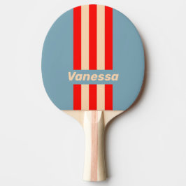Pala De Ping Pong Retro Horizonte Oceánico Rayas con Nombre