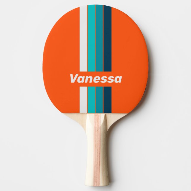Pala De Ping Pong Retro Lifeguard Pin Striped with Name (Anverso)