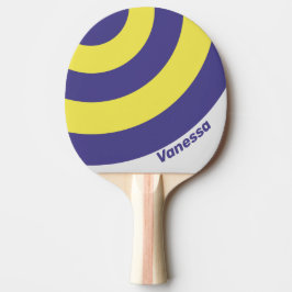 Pala De Ping Pong Retro Limón Eléctrico Uva Círculo Raya con Nombre