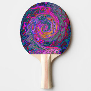 Pala De Ping Pong Retro Magenta, barrido verde y Naranja