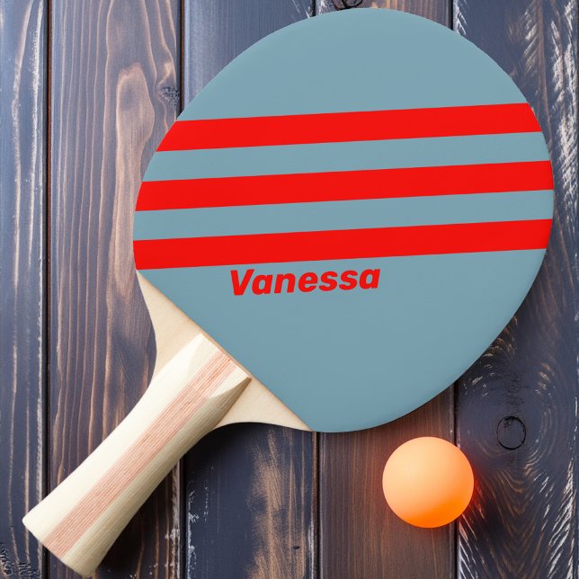 Pala De Ping Pong Retro Mar Rojo Tres Franjas con Nombre (Subido por el creador)
