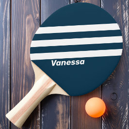 Pala De Ping Pong Retro Marina Tres Franjas con Nombre