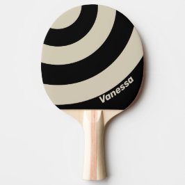 Pala De Ping Pong Retro Medianoche Tres Círculos Franja con Nombre