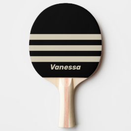 Pala De Ping Pong Retro Medianoche Tres Franjas Cruzadas con Nombre