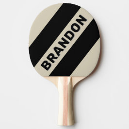 Pala De Ping Pong Retro Medianoche Tres Franjas Negras con Nombre