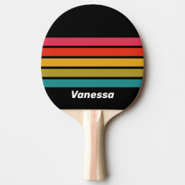 Pala De Ping Pong Retro Midnight Rainbow Across Striping with Name
