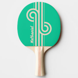 Pala De Ping Pong Retro Mint Dual Stripe Loop con Nombre