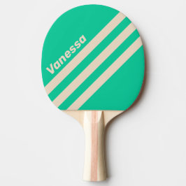 Pala De Ping Pong Retro Mint Three Angled Striping with Name