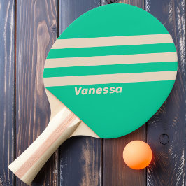 Pala De Ping Pong Retro Mint Tres Franjas con Nombre