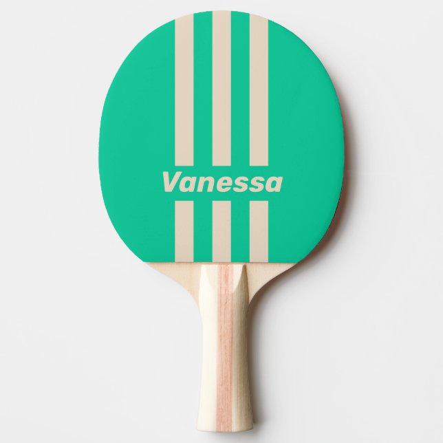 Pala De Ping Pong Retro Mint Tres Franjas con Nombre (Anverso)